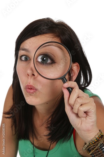 Beautiful Girl with Magnifying Glass