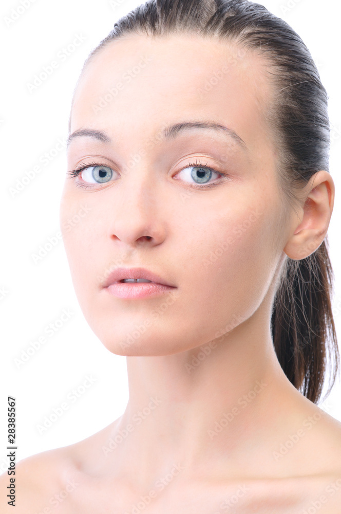 portrait of a young beautiful woman looking at camera, isolated portrait of a young beautiful woman looking at camera, isolated