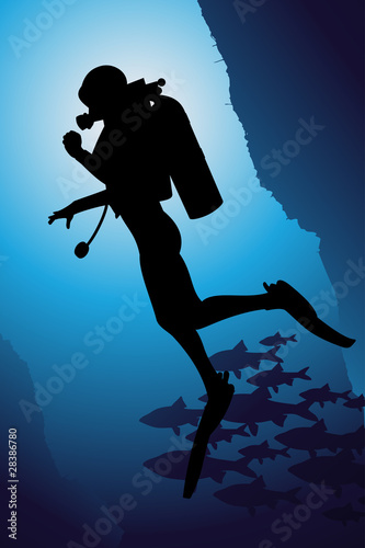 Colorful scuba diver vector illustration