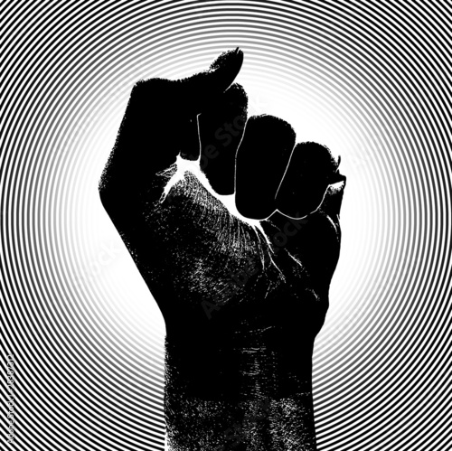 Raising Fist with Barcode