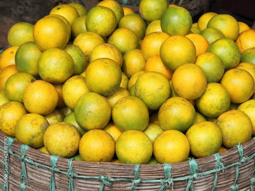 basket of citrus on indian market, Bombay