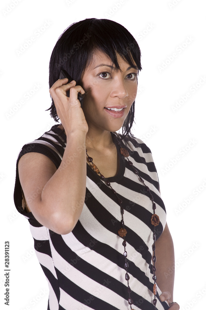 Asian - Hispanic Businesswoman Talking on the Cell Phone Asian - Hispanic Businesswoman Talking on the Cell Phone