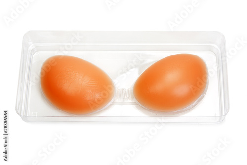 Silicone bra in a transparent box