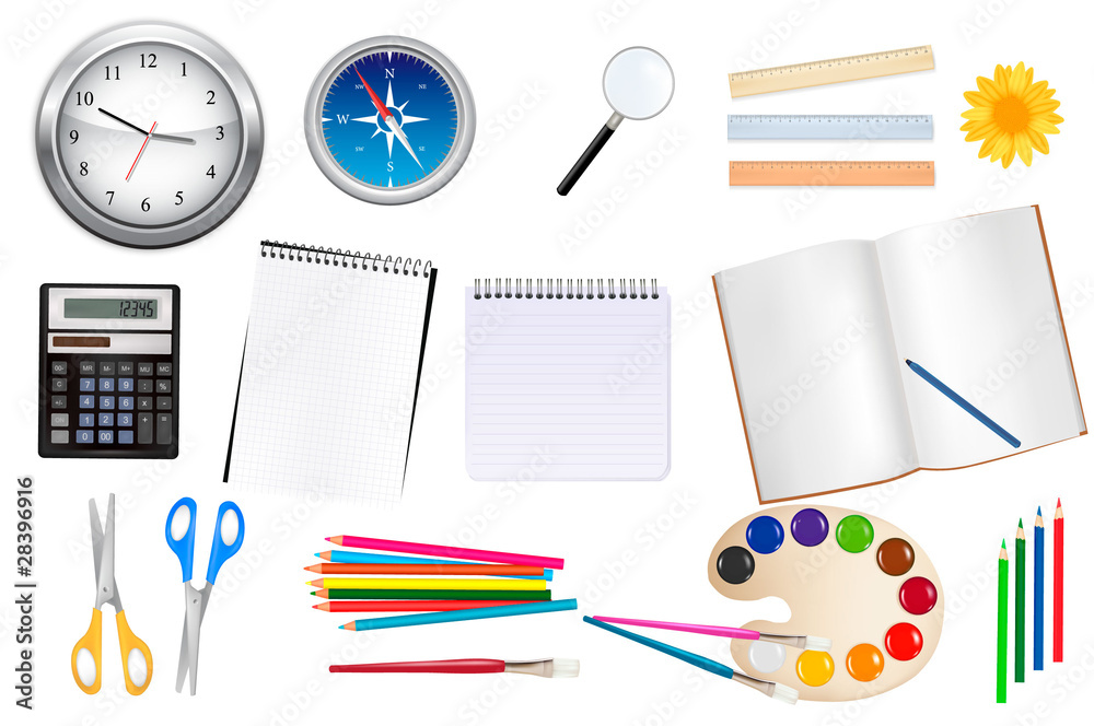 Back to school. Scholl and office supplies. Vector. Back to school. Scholl and office supplies. Vector.