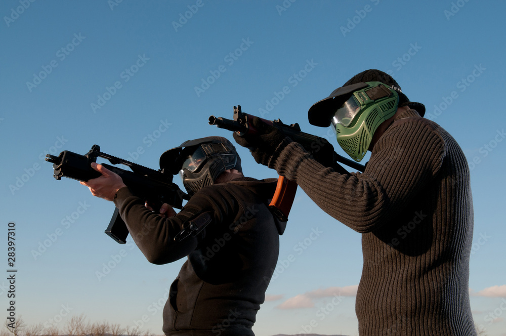 Two airsoft players