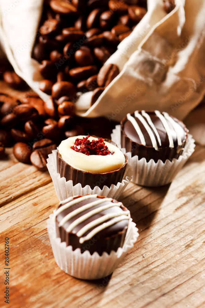 chocolate sweets with coffee beans chocolate sweets with coffee beans