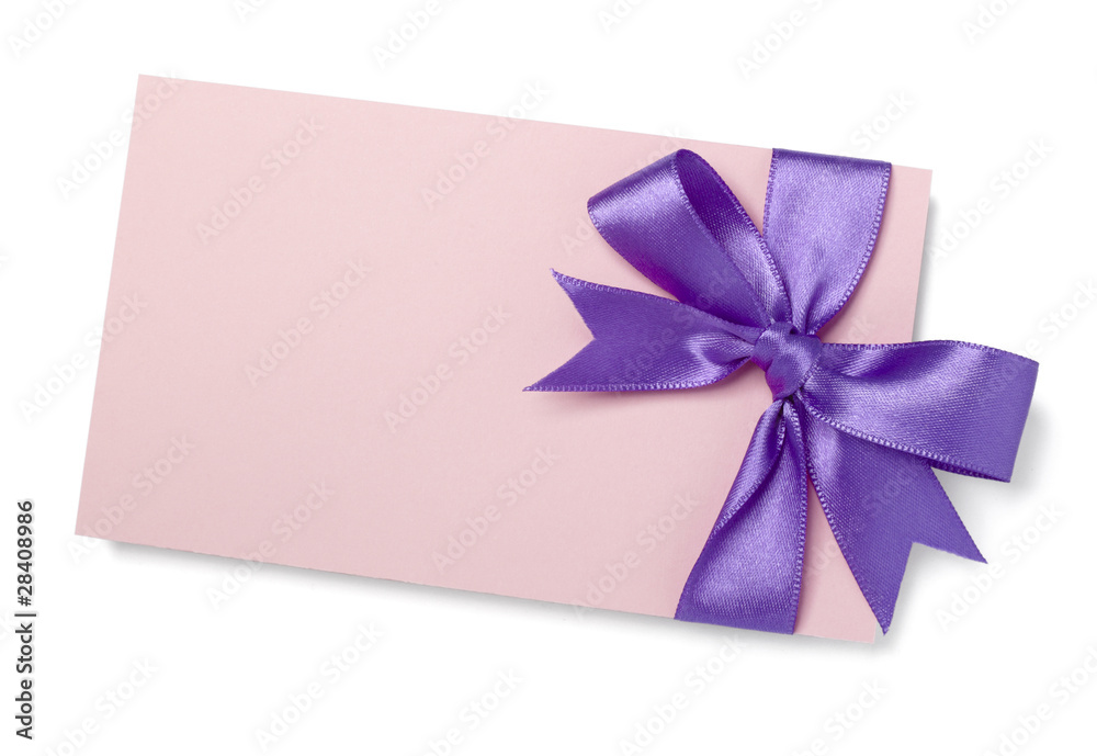 purple pink  ribbon card note