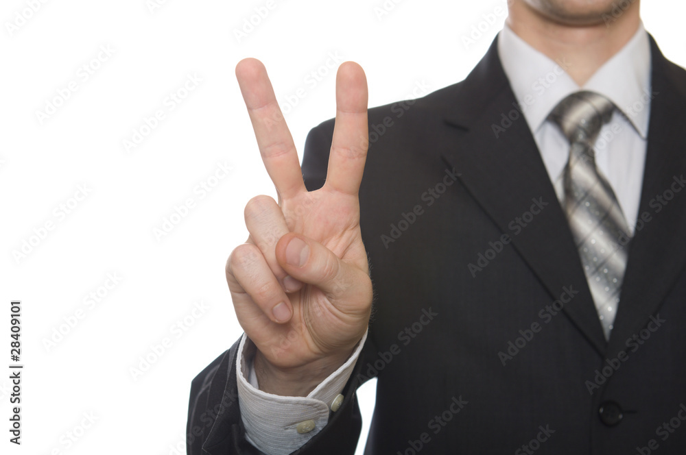 well shaped business man hand count isolated over white. two well shaped business man hand count isolated over white. two