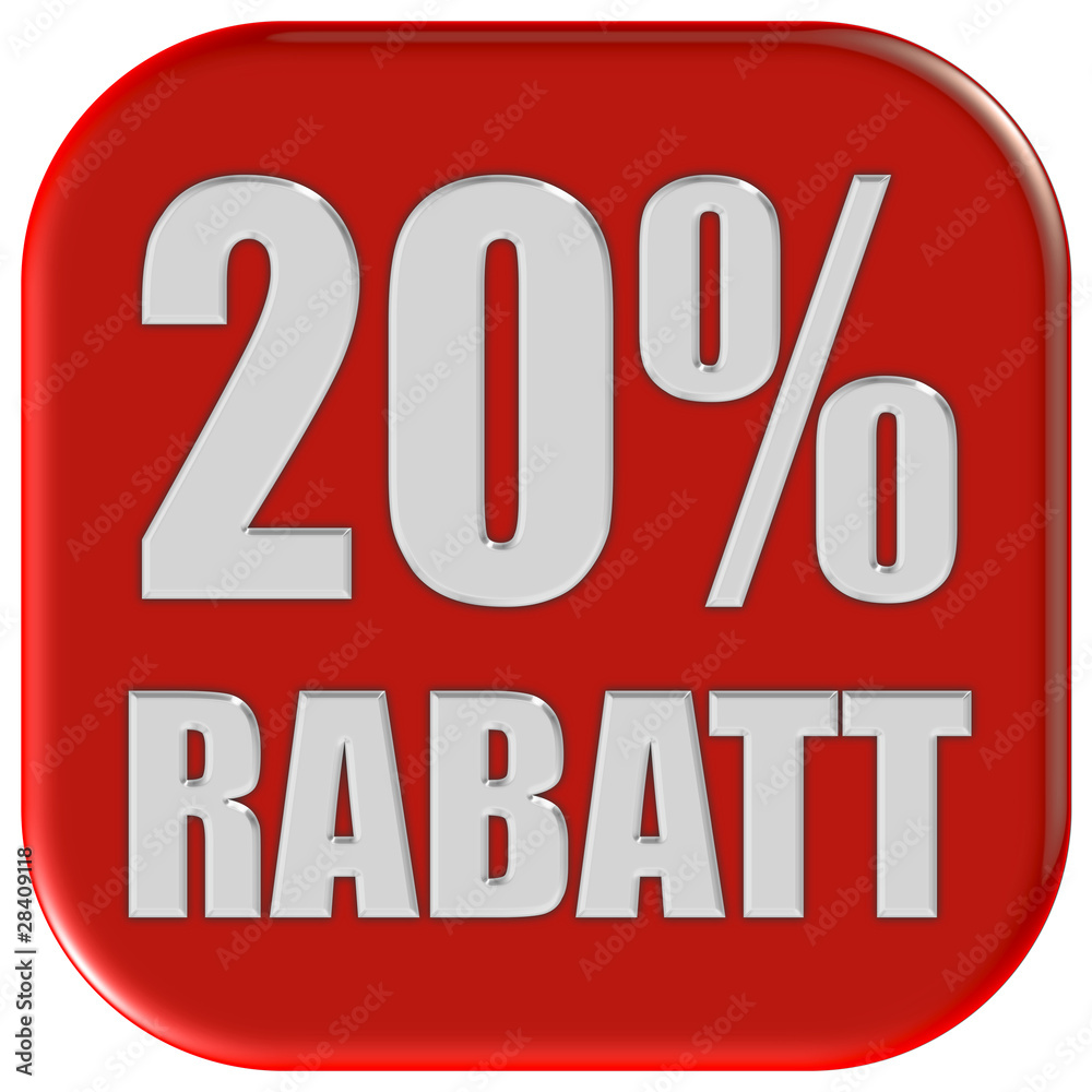 Button rot Ecken rund 20% RABATT Button rot Ecken rund 20% RABATT