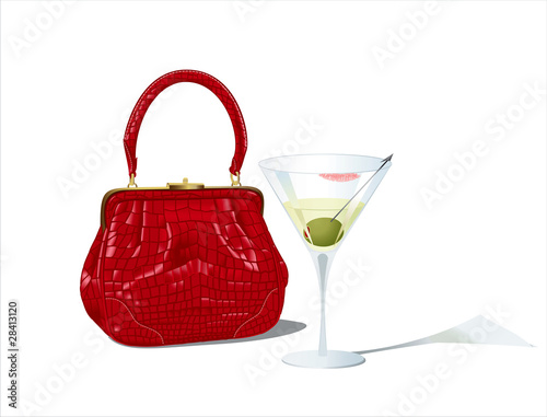 Handbag & glass of martini