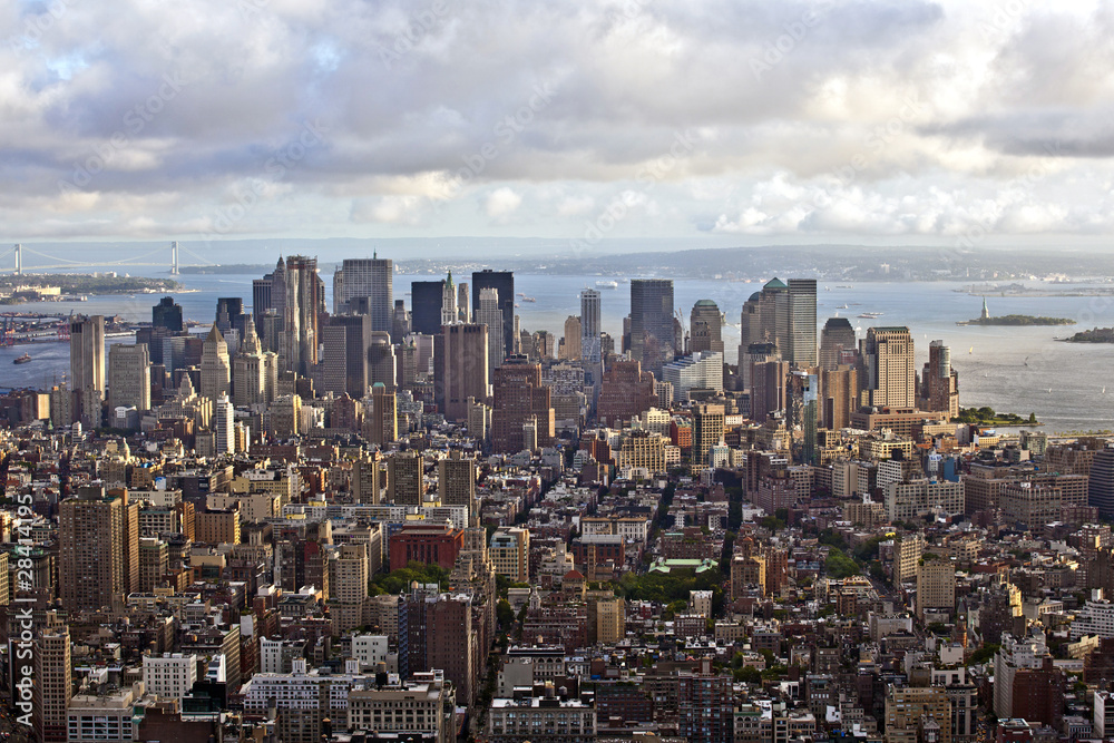 aerial view over Manhattan