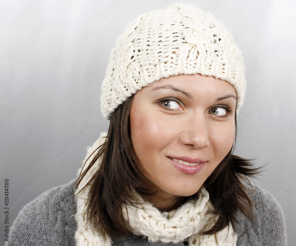 Woman in cap and scarf Woman in cap and scarf