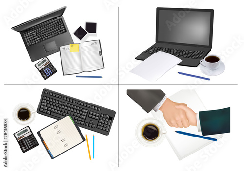 Big set of business and office supplies. Vector.