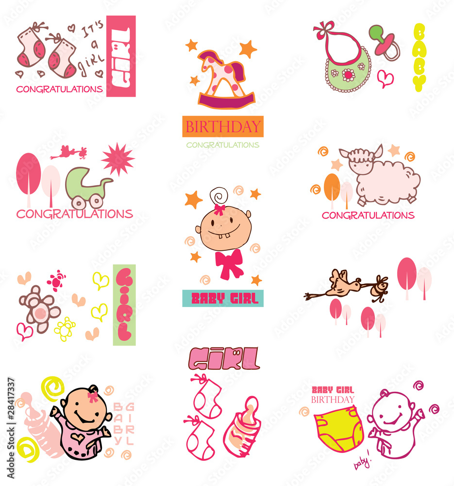 Fototapeta premium Baby & Kids hand drawn