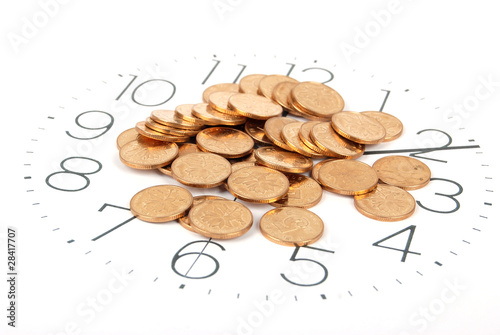 Clock and coins