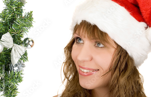Happy pretty santa woman