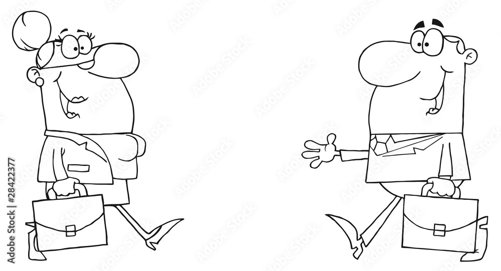 Outlined Business Meeting Between A Woman And Man