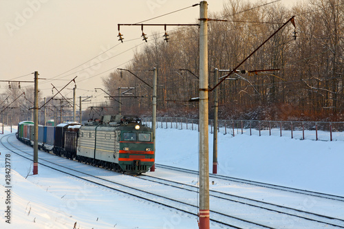 Train on the snowy railway