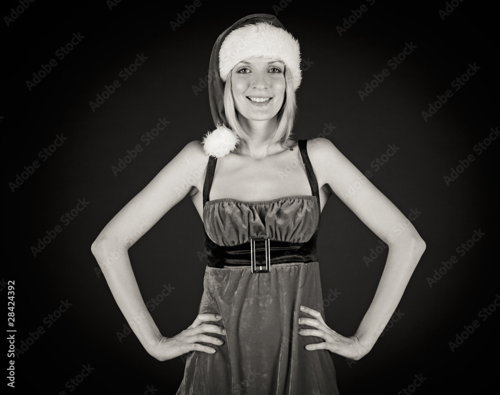 Smile Christmas girl in santa hat