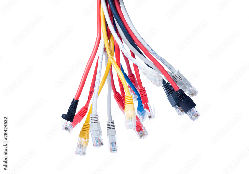 Multicolored computer cable isolated on white background Multicolored computer cable isolated on white background