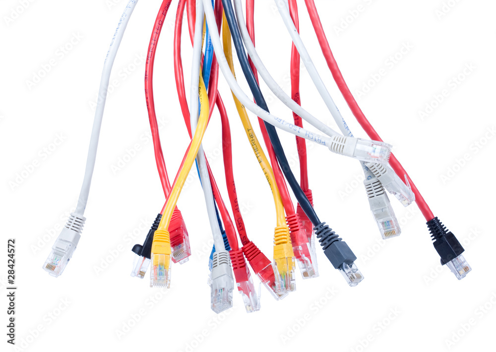 Multicolored computer cable isolated on white background Multicolored computer cable isolated on white background