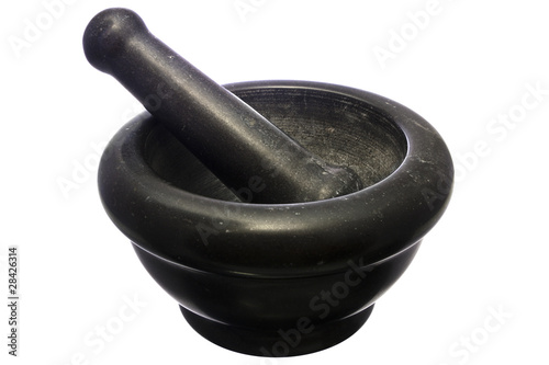 Pestle and mortar isolated over white