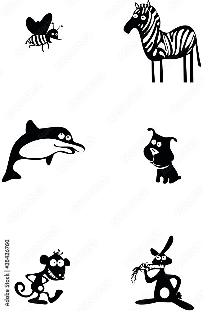 Animaux noir et blanc Animaux noir et blanc
