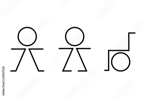 Toilet symbols for men, women and wheelchair