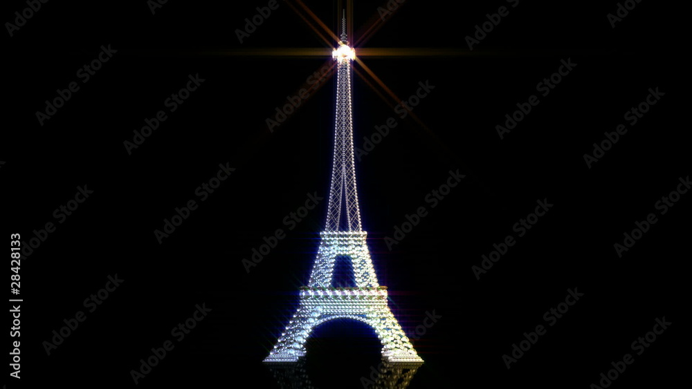Rotating Eiffel  tower of diamonds