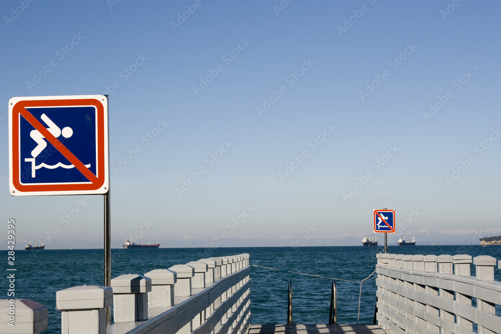 NO diving in the harbor! - Marina sign, Koper