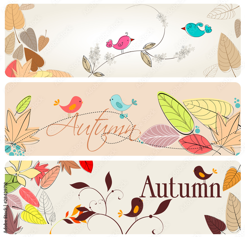 Vector set of cute autumn banners