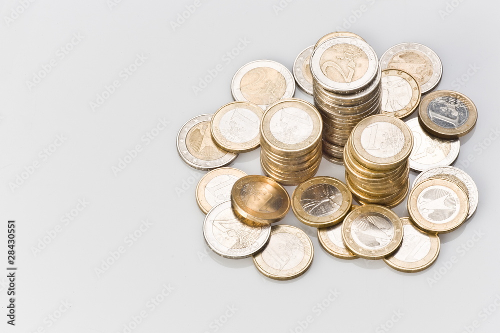 Geld Münzen Turm Haufen Euro Stapel Geld Münzen Turm Haufen Euro Stapel