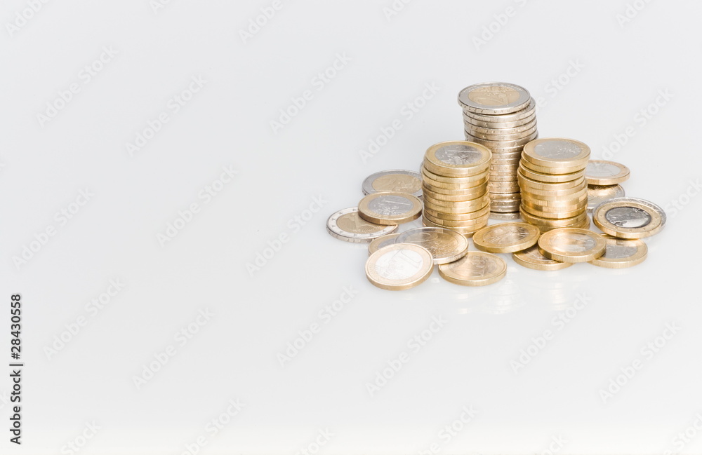 Geld Münzen Turm Haufen Euro Stapel Geld Münzen Turm Haufen Euro Stapel