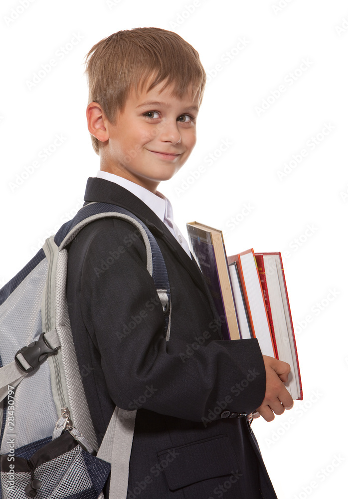 Boy holding books