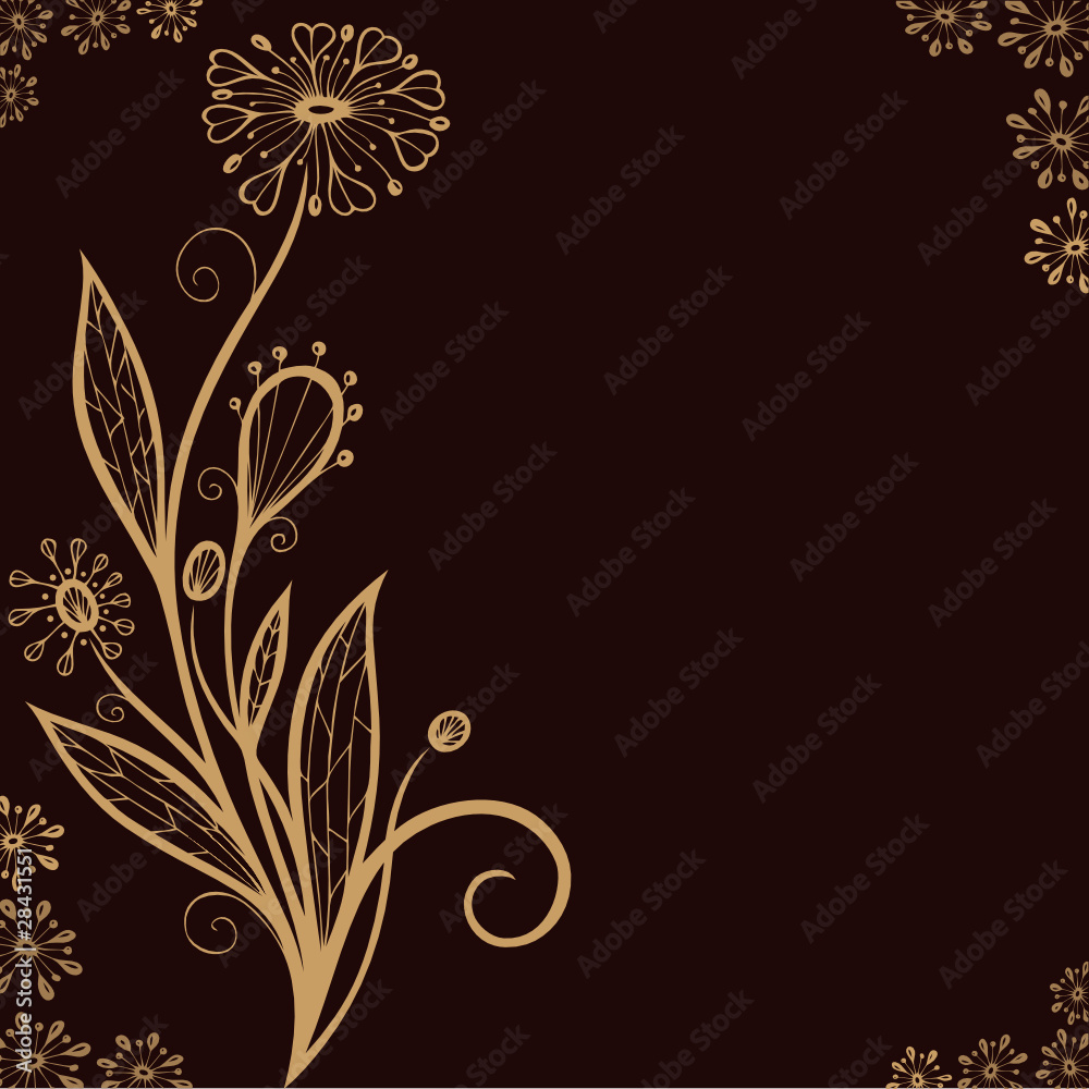 Ranke, flora, filigran, Blumen, background, Brauntöne