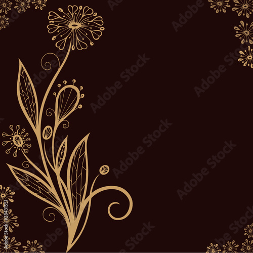 Ranke, flora, filigran, Blumen, background, Brauntöne