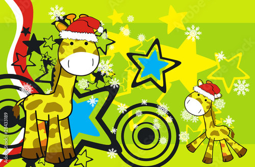 giraffe  cartoon xmas background7 photo