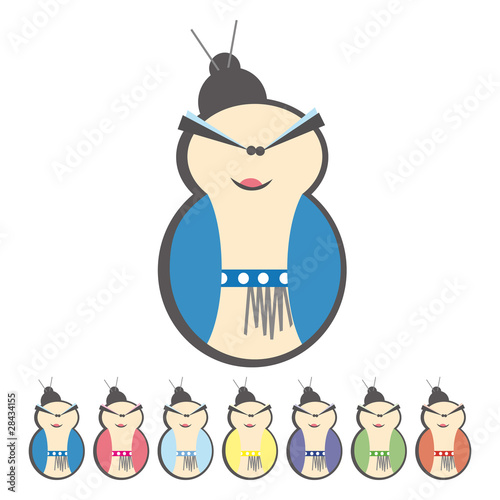 comical vector illustration of a Chinese