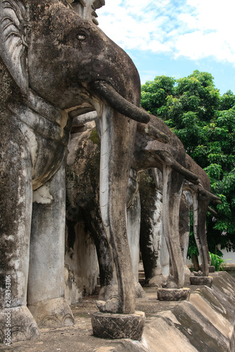 Elephant statues portrait, Chang Mai, Thailand photo