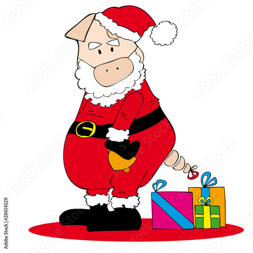 Santa Claus Pig  with Christmas gifts.