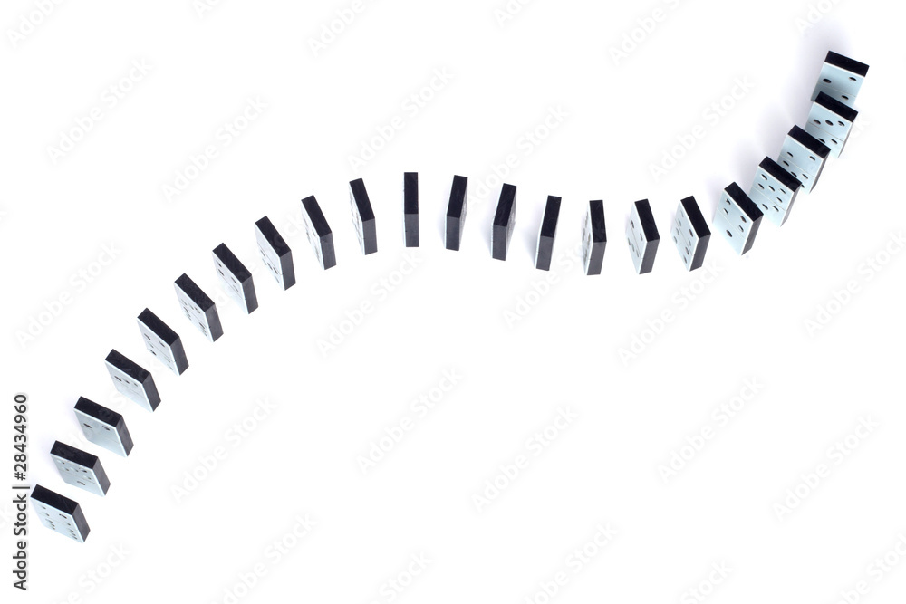 Domino pieces in a line on white background Domino pieces in a line on white background