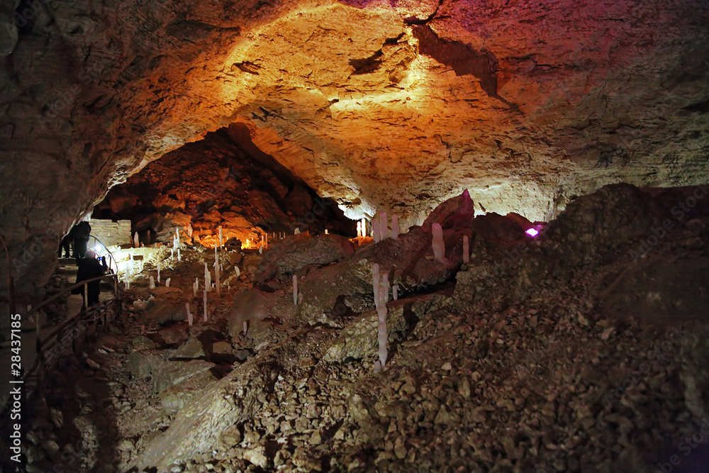 Ice stalagmites in the Kungur Ice Cave, Russia