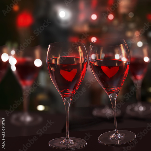 Two glasses of red wine, with love.