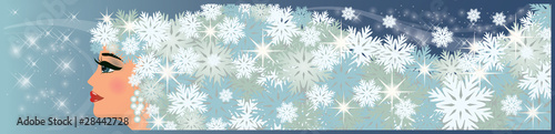 Winter girl banner. vector illustration