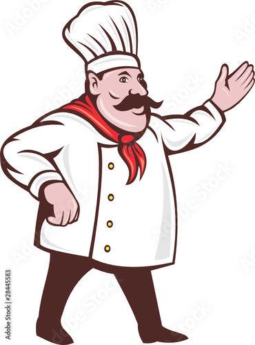 cartoon italian chef with mustache