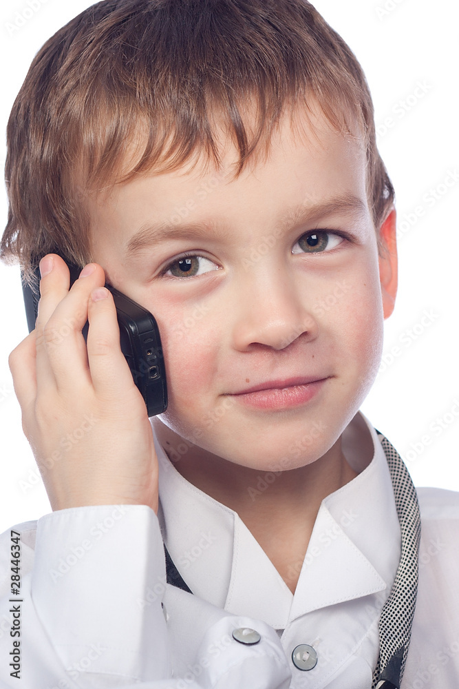 Boy talking on mobile phone Boy talking on mobile phone