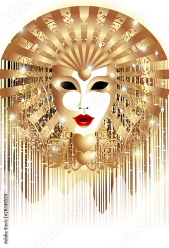 Maschera d'Oro Fondo-Golden Mask Background-2-Vector
