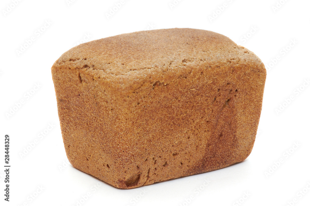The loaf of bread is isolated on a white background