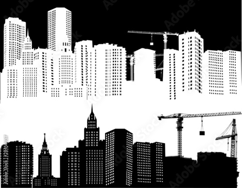white and black city landscapes