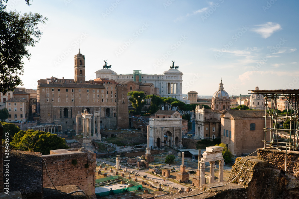 View at the roman forum from Palatine hill